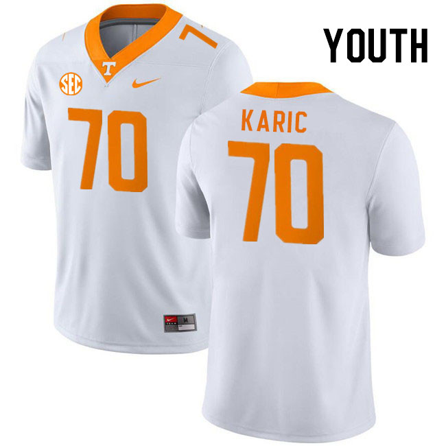 Youth #70 Andrej Karic Tennessee Volunteers College Football Jerseys Stitched Sale-White - Click Image to Close